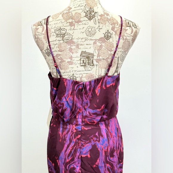 CHELSEA 28 Purple abstract print surplice spaghetti strap midi dress size S - Picture 7 of 16